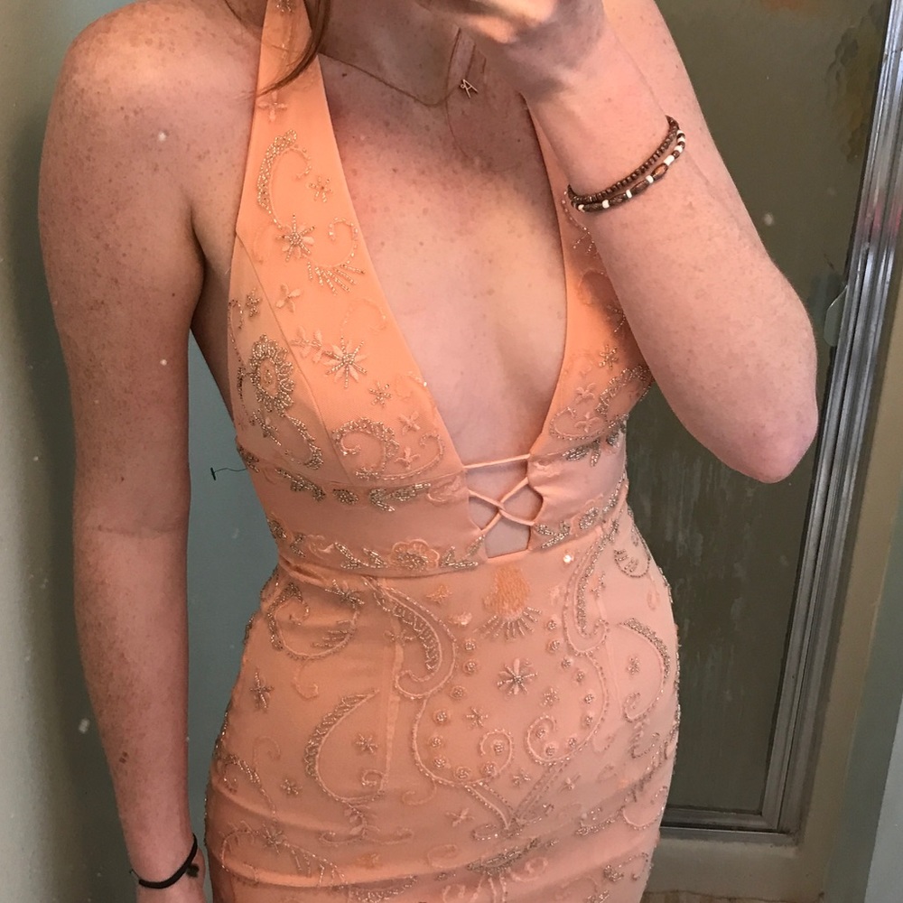 Salmon prom dress